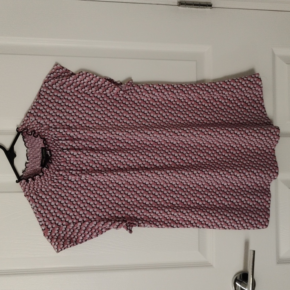 Adrienne Vittadini Pink and Black Patterned Blouse